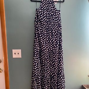 NWT Navy/White Sleeveless ruffled Maxi Dress Small